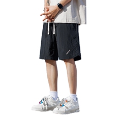 GENIOLAMODE冰丝速干美式运动宽松沙滩短裤男士夏季薄款休闲潮牌，男装牛仔裤，星座209