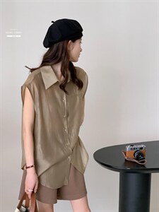 防晒套装女薄款欧洲站夏季2022新款欧货衬衫阔腿短裤两件,女装职业装,香丽迪1