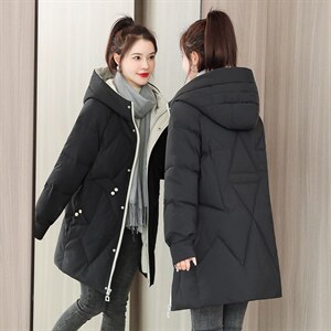 羽绒棉服女中长款冬季2022新款韩版宽松加厚棉衣休闲女士棉袄外套图片