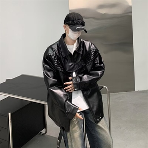 春秋季机车皮衣外套男t夹克痞帅高级感上衣外套外穿6201 P72图片