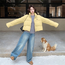 韩系chic黄色羽绒服女冬2025超火好看高级小众短款加厚面包服外套，女装羽绒服，2C271