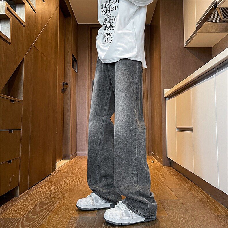 vintage美式高街牛仔裤男vibe水洗做旧微喇KZ010P58加绒68控78，男装牛仔裤，电商B312