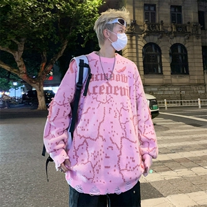 M185/P65新款个性设计感毛衣男简约百搭潮流男士圆领针织衫外套图片