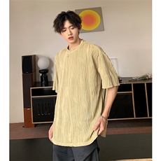 8XL-M特大码夏季短袖冰丝皱感透气T恤男潮垂感宽松半袖DX305P45，男装T恤，电商D206-1