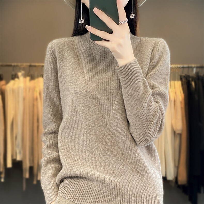 秋冬新款显瘦高级感羊毛连帽大衣保暖时尚百搭外套,女装羊毛衫,暖钟情羊绒