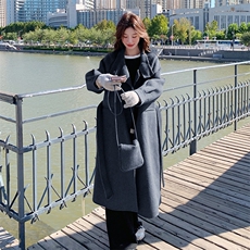 双面羊毛大衣女款2024秋冬新款韩版宽松气质优雅羊毛呢外套配包包，女装双面呢大衣，韩蜜菓
