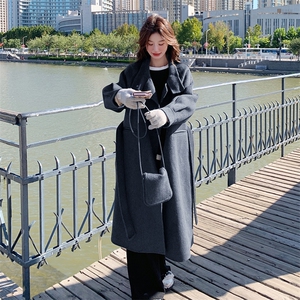 双面羊毛大衣女款2024秋冬新款韩版宽松气质优雅羊毛呢外套配包包图片