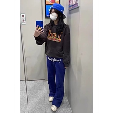 美式高街潮牌男女运动休闲裤直筒宽松慵懒显瘦印花休闲卫裤子，男装休闲裤，电商A486