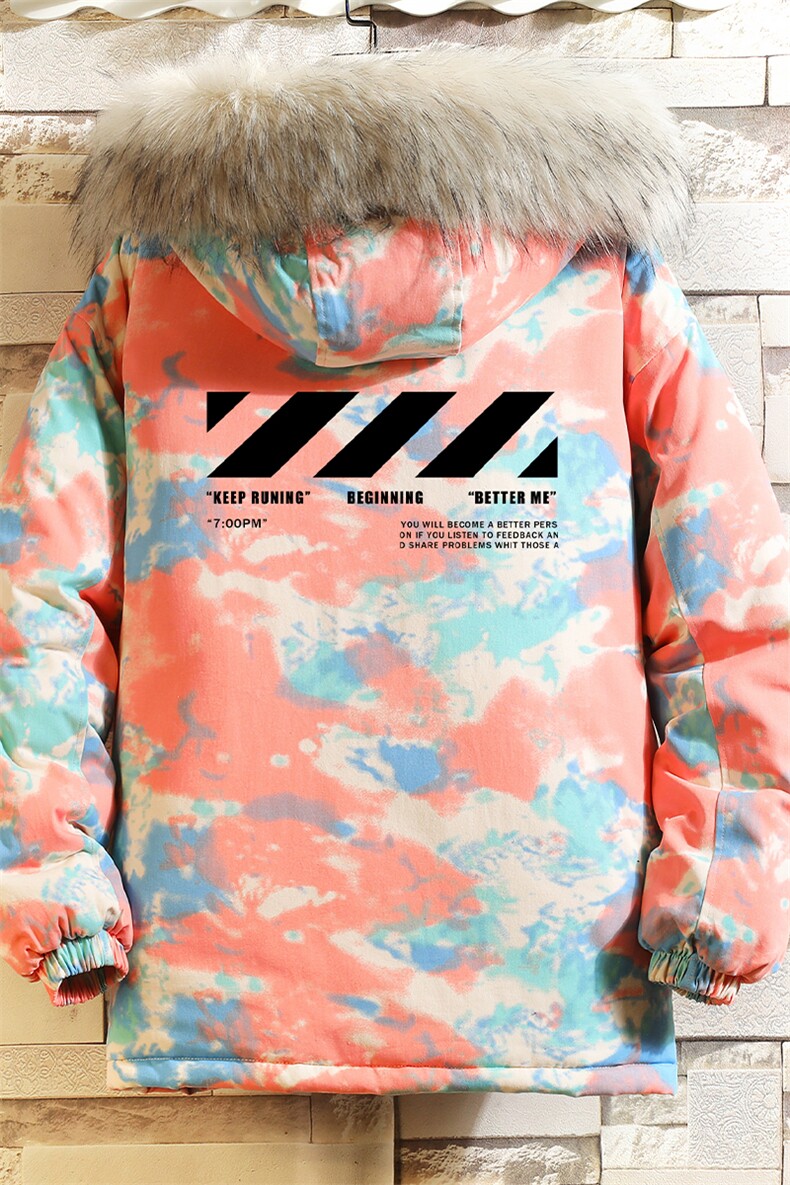 MC49128-P135大毛领迷彩棉衣男大码加厚棉服男棉袄子砖墙挂拍,男装棉衣,电商A040A