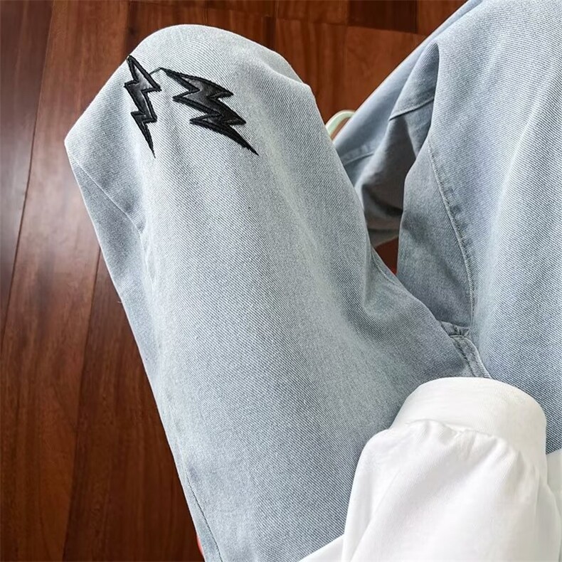 美式街头裤子男高街ins潮vibe欧美炸街牛仔裤男宽松直筒6230-p43图片