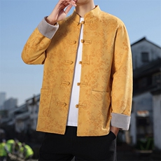 男士外套麂皮绒印花夹克盘扣立领唐装风XZ1512-2507-P85，男装夹克，星座1512
