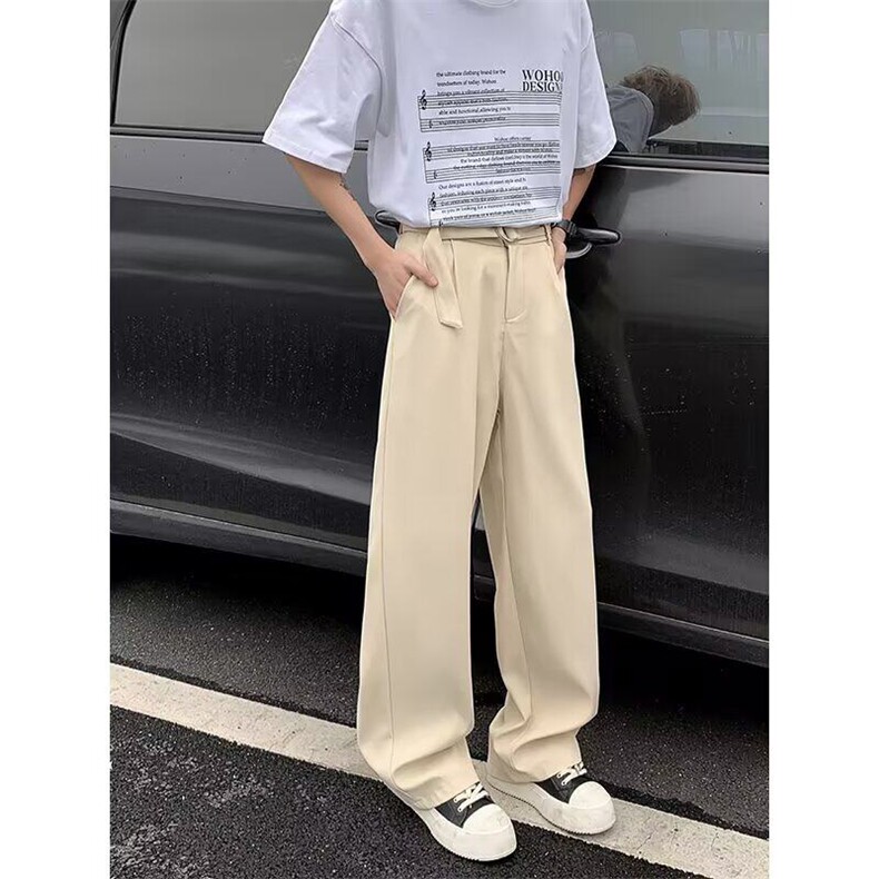 黑色垂感西裤男美式潮牌宽松高级感百搭阔腿休闲长裤X323-P45,男装休闲裤,星座1109-3