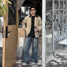 美式2025春秋新款慵懒帆布夹克外套男女潮流宽松复古潮牌工装上衣，男装夹克，星座1210-1