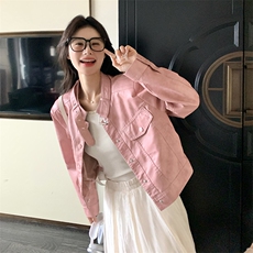 美拉德咖色皮衣短外套女春秋2025新款复古立领机车服休闲夹克上衣，女装皮衣，唛多