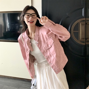 美拉德咖色皮衣短外套女春秋2025新款复古立领机车服休闲夹克上衣图片