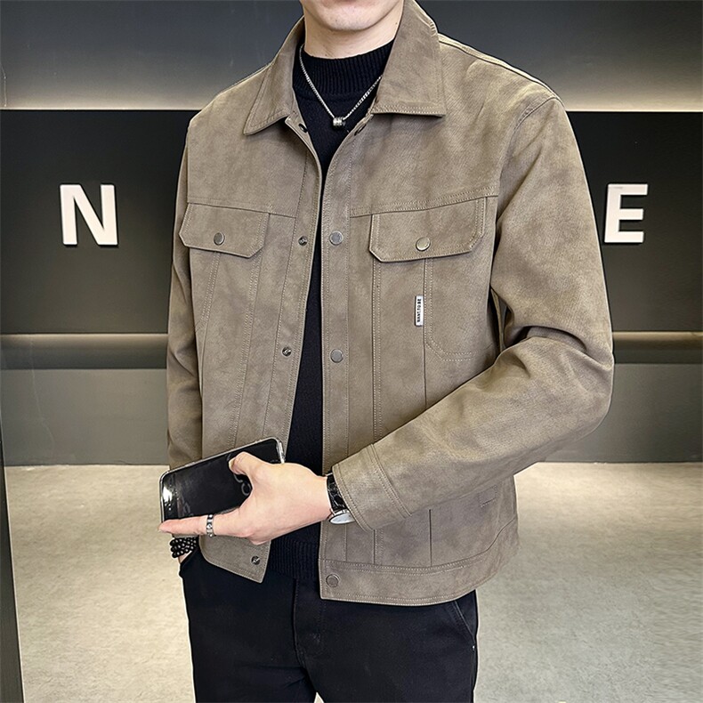 秋季皮衣男2025新款翻领修身皮夹克外套C317-J5535-P145,男装夹克,电商C317