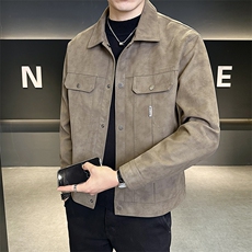 秋季皮衣男2025新款翻领修身皮夹克外套C317-J5535-P145，男装夹克，电商C317