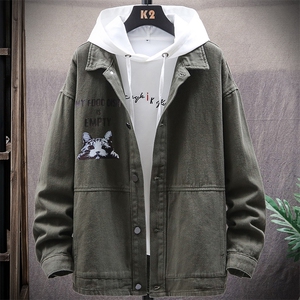 春季牛仔夹克男士潮流百搭休闲外套韩版工装日系上衣服8215-P80图片