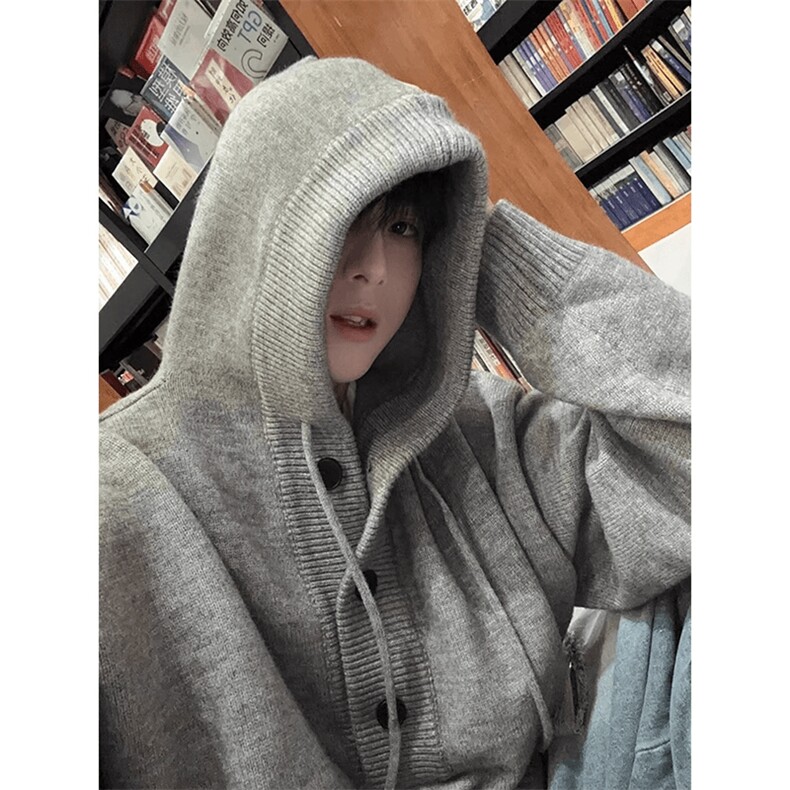 抖音得物保暖立领拉链针织外套秋冬宽松慵懒风纯色毛衣上衣AM047，男装针织衫/毛衣，电商A443