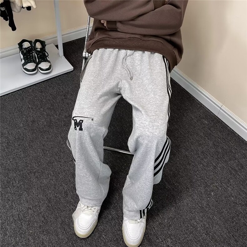 直筒条纹设计感抽绳美式高街卫裤休闲裤MK61P35,男装休闲裤,星座1116-2
