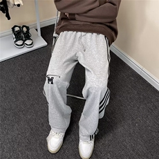 直筒条纹设计感抽绳美式高街卫裤休闲裤MK61P35，男装休闲裤，星座1116-2