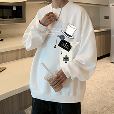 5XL华夫格卫衣男大码胖子圆领长袖t恤HW76373-P30加绒款-P40，男装卫衣，电商A040