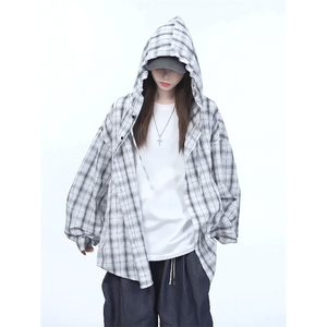 美式物理防晒肌理感格子衬衫男女情侣衬衣外套1001-1-cs180-P38图片