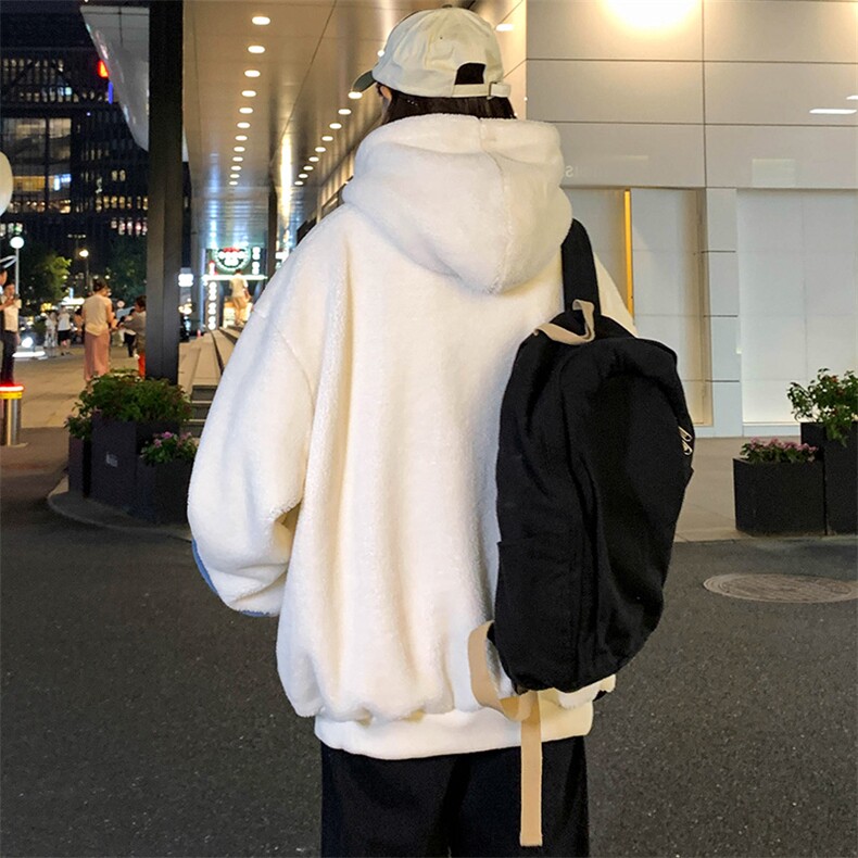 2023秋冬羊羔绒上衣潮加绒百搭连帽卫衣外套男女983-P90控价128,男装卫衣,电商A441-1