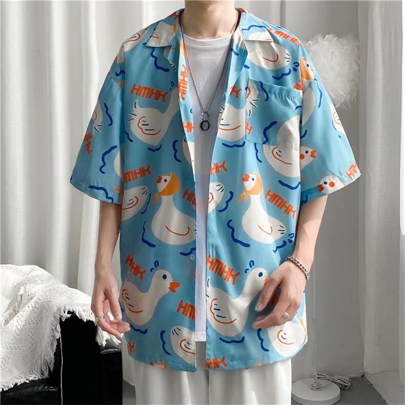 短袖衬衫春款男港风潮流弹力C1305P30,男装衬衫,星座1116-2