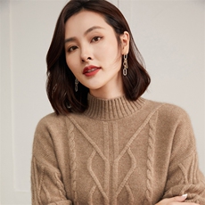 2025百搭时尚重磅绞花女半高领羊绒衫，女装羊绒衫，雪真羊绒高端店