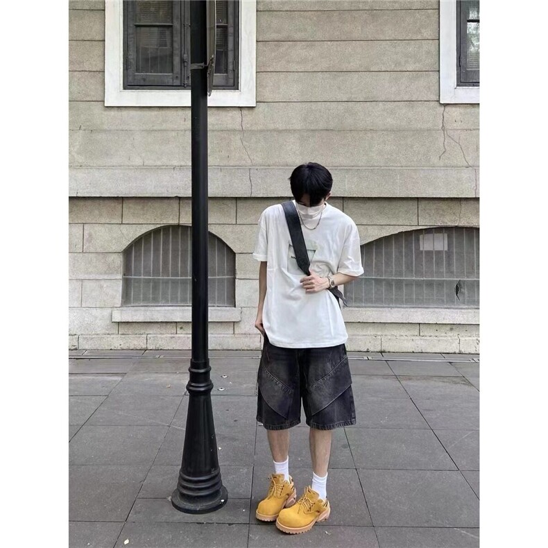 【有货】DA323-特P42解构拼接牛仔短裤男美式青少年夏季薄款裤子,男装牛仔裤,星座603-2