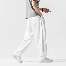 夏新款原创风潮人丝提花宽松休闲长裤阔腿裤休闲裤D559/P55，男装休闲裤，星座206-1