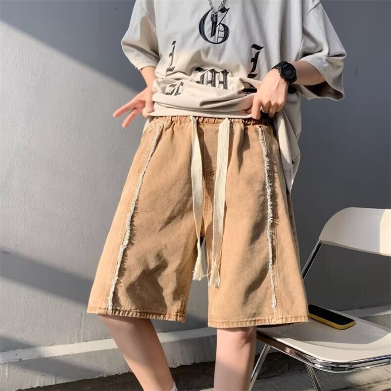 夏季港风牛仔短裤弹力腰抽绳DK783 p40图片