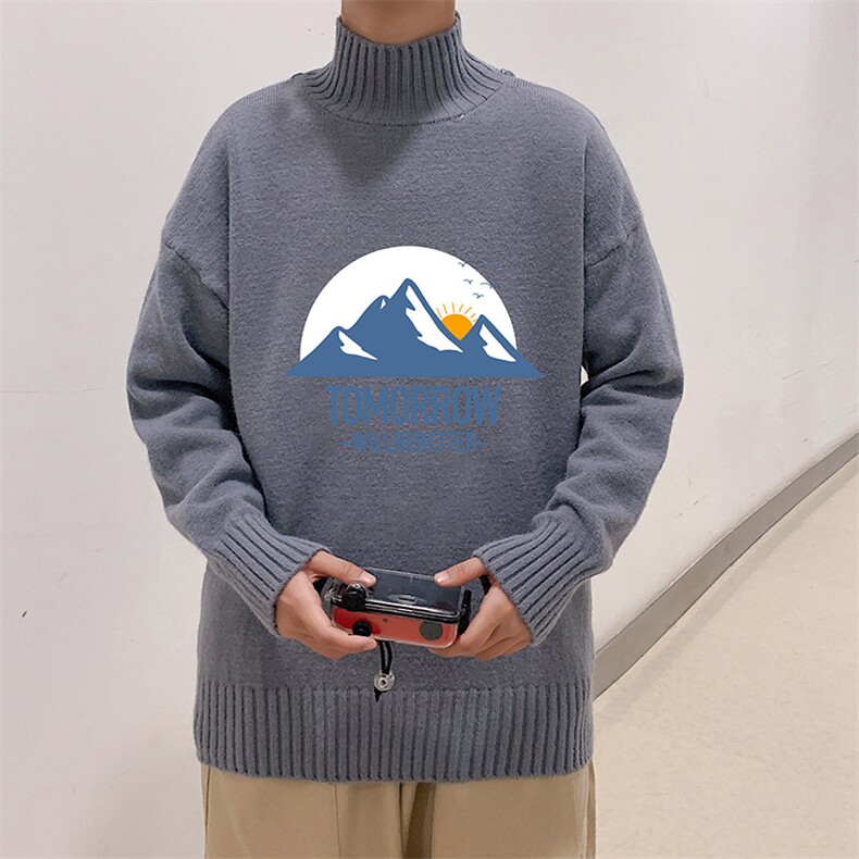 M18235-P45加绒款-P65半高领毛衣男士大码针织衫男毛线衣男,男装针织衫/毛衣,电商A040