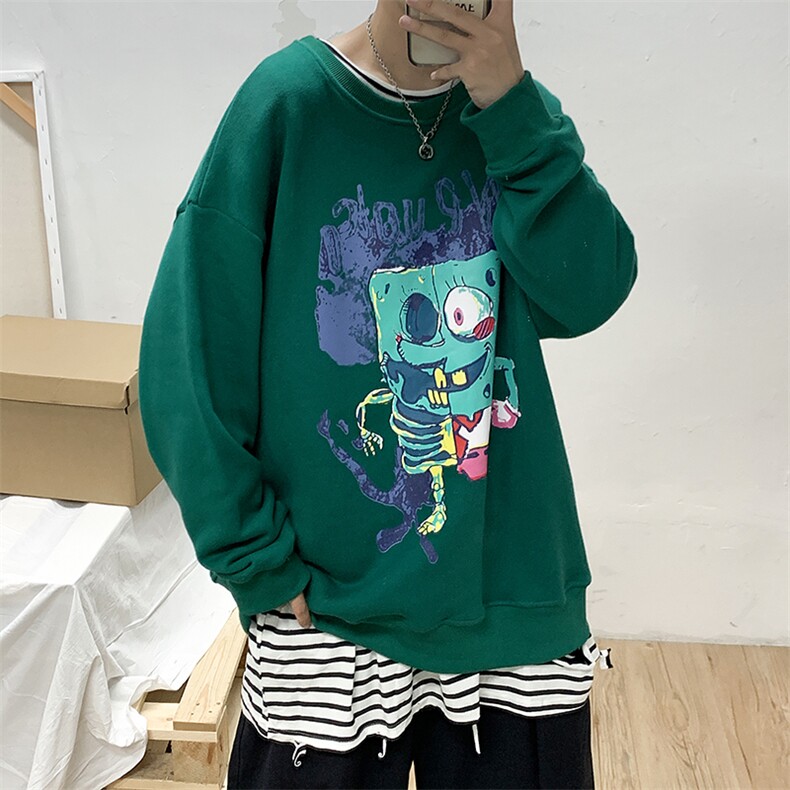 WY57（解构海绵宝宝-有版权）港风日系大码圆领卫衣P35控价48，男装卫衣，星座508（原C305）