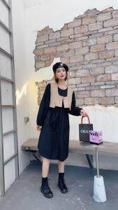 秋装韩版欧式皮马甲两件套，女装马夹，贻思茗