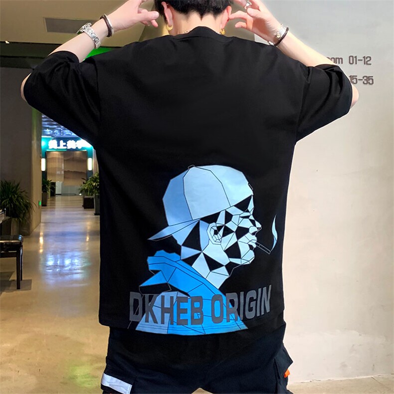 短袖男T恤男生宽松潮日系百搭港风潮牌潮流ins五分中袖3078-P35,男装T恤,电商A318