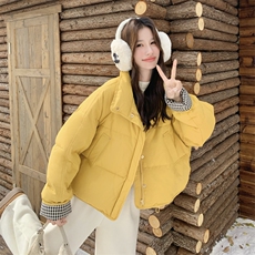 新款主推袖子拼格子50绒4色羽绒服2667-P235-K358，女装短外套，2C129