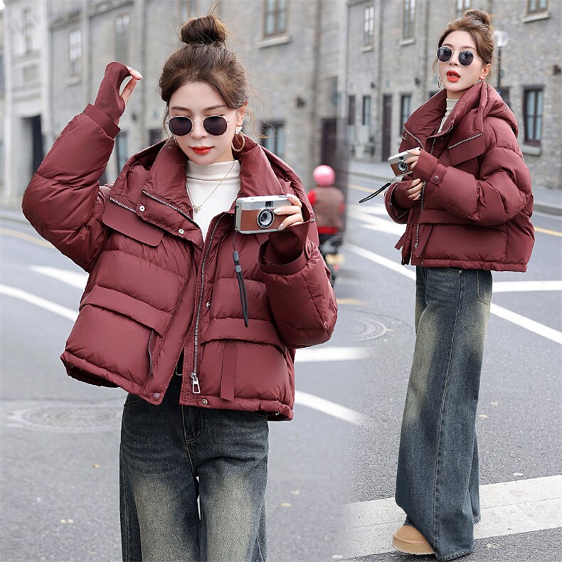欧货显瘦短款羽绒服女2025冬季新款加厚宽松连帽小个子白鸭绒外套图片