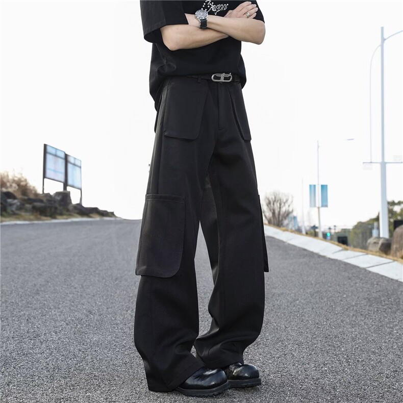 痞帅工装多口袋休闲裤男宽松直筒微喇西裤潮男装休闲裤XK833-p65,男装休闲裤,星座302B-2