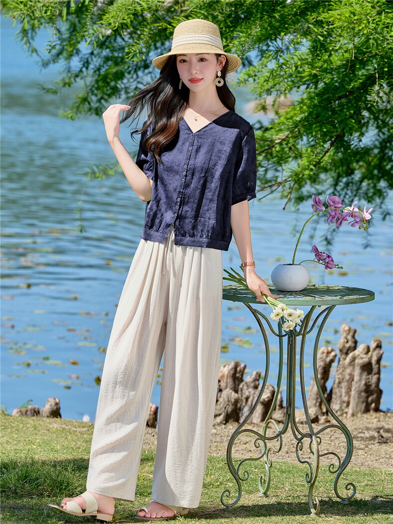 现货.苎麻.新品2026年夏季时尚品质女士两件套套装,女装套装/套裙,依万里