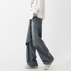 XBN43-P55美式高街黑色工装牛仔裤男设计感cuibuju重工小众设计，男装牛仔裤，星座1503-1