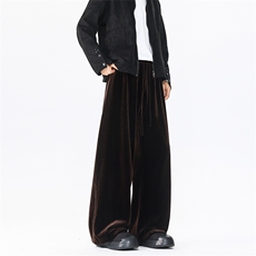 8XL-M加绒美拉德宽松金丝绒阔腿裤垂感拖地裤K993P55加绒65控78，男装卫衣，电商D206-1