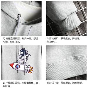 WY2158-P40 纯棉连帽卫衣男大码运动帽衫宽松薄外套 网格挂拍图片