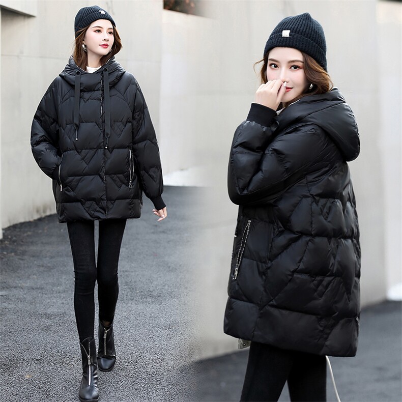 冬季新款韩版简约时尚连帽羽绒服女宽松显瘦保暖外套,女装羽绒服,阿舍尔精品