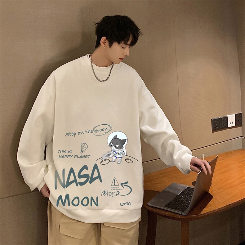 NASA联名同款圆领卫衣男大码加厚长袖t恤男2024春S6187-P28,男装卫衣,电商A040