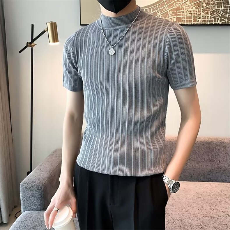 夏季休闲男短袖流行宽松型针织衫毛衣新款圆领套头潮2023S320,男装针织衫/毛衣,星座1116A-2（原606A-1）