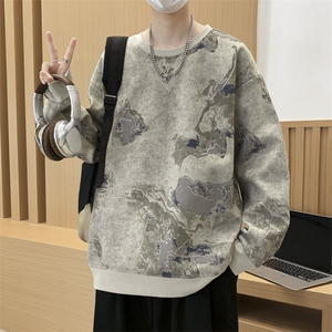 大码 潮流印花卫衣 男宽松休闲W9916图片