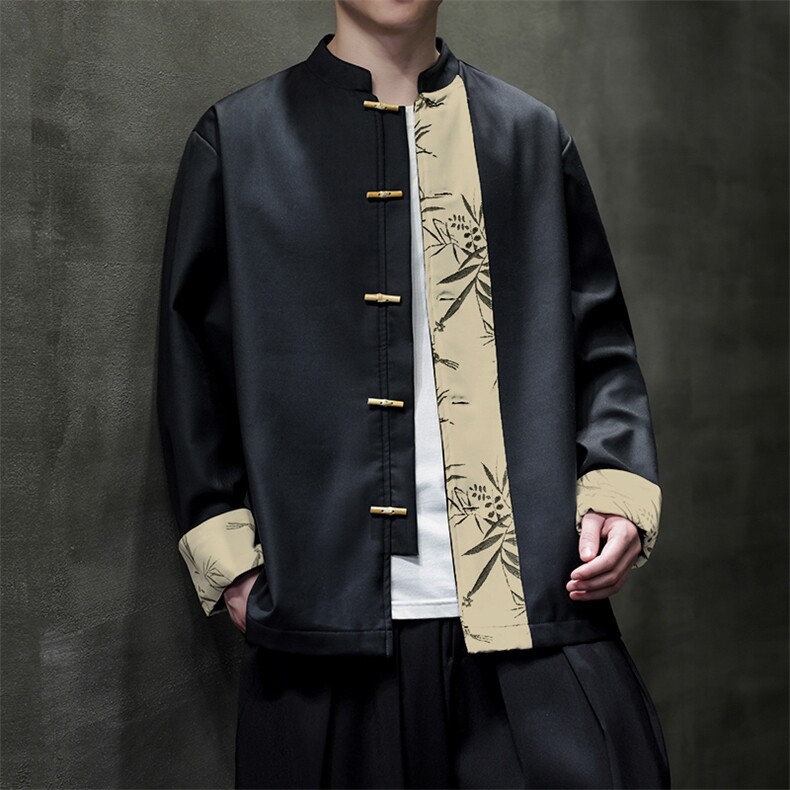 2025春季新款新中式情侣外景竹叶夹克加厚男士外套JK88-P100控158,男装夹克,电商A021
