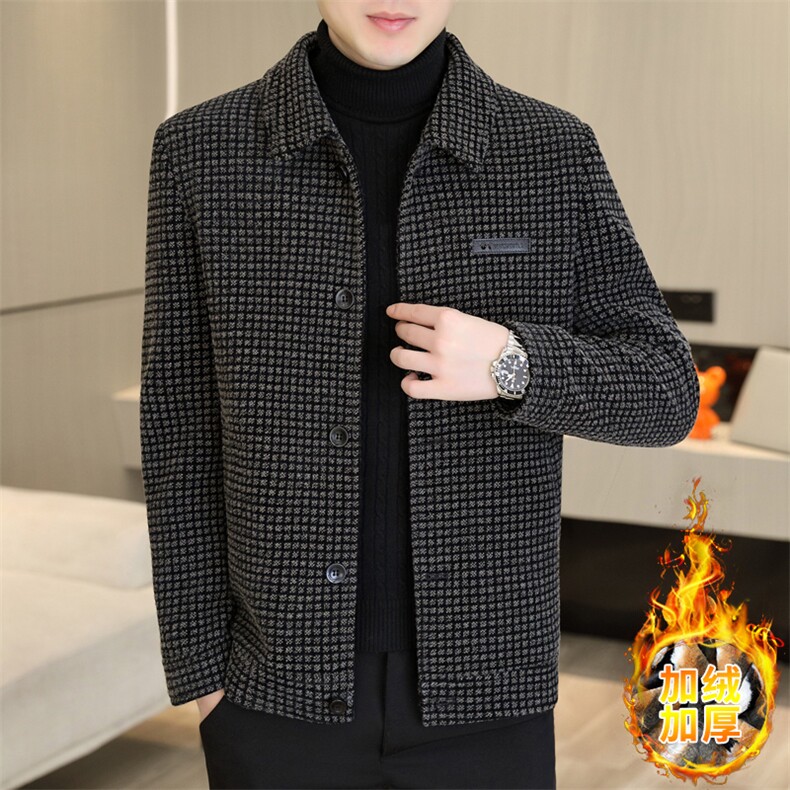 男式翻领加绒加厚夹克外套型男休闲百搭青年毛呢D19-P135,男装夹克,星座310B-3